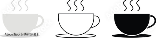  Tea Cup, Coffee cup vector icon set hot drink illustration tea cup sign cafe symbol 