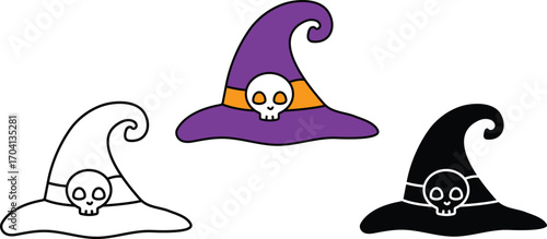 Halloween Hat, Wizard Witch Hats Set Vector Design.