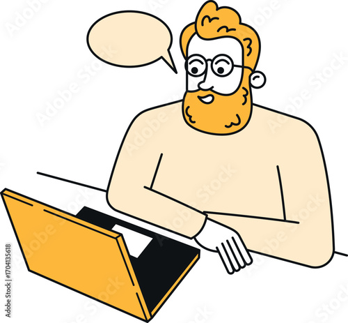 Businessman freelancer holding videoconference vector illustration