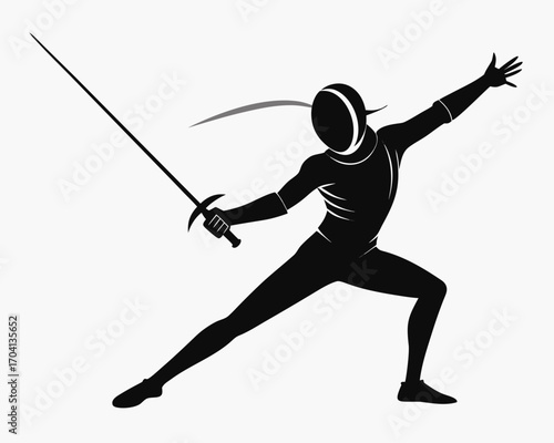 Fencer with sword silhouette illustration isolated on white background