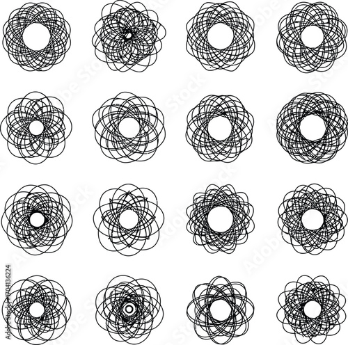 "Intricate Black Spirograph Patterns – Abstract Geometric Art Designs"