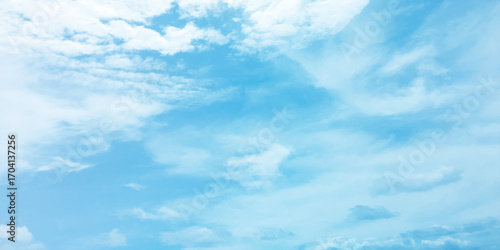 Blue air daylight natural fresh clouds fluffy panorama atmosphere love canvas white background image surface splashed wallpaper.