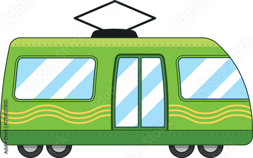Tram passenger vehicle vector illustration