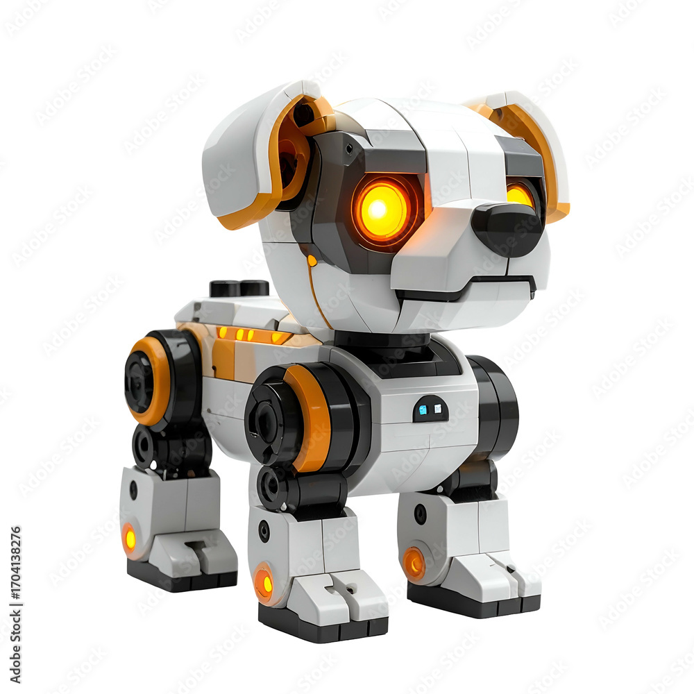 Fototapeta premium White and orange robotic dog toy