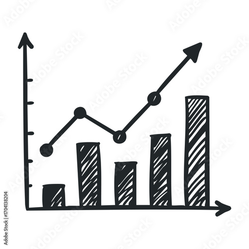Analyzing business growth trends through graphical data representation office environment informative chart professional viewpoint. Vector illustration