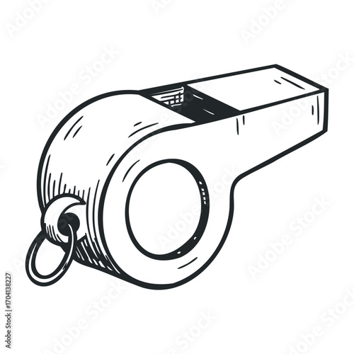 Whistle blowing event sports field illustration graphic design close-up view team spirit concept. Vector illustration
