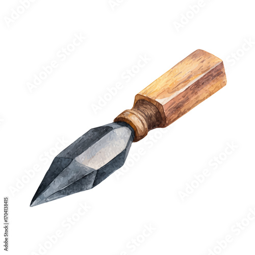 Chisel, watercolor drawing vector, isolated on a white background.