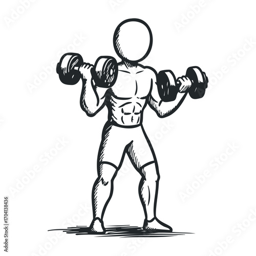 Strength training workout gym fitness illustration indoor eye-level health and wellness concept. Vector illustration