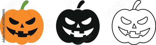 Pumpkin - squash for Halloween or Thanksgiving flat color icon 