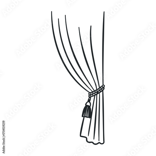 Draping elegant curtains home interior illustration cozy living room side view design inspiration. Vector illustration