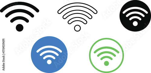 Free wifi zone icon set , Free WiFi icon, online access point, network disconnection, Colorful Wireless Network sign,