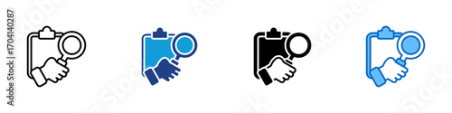 Research Multiple Style Icon Design Vector - Hand with magnifying glass, symbolizing investigation, audit, or research