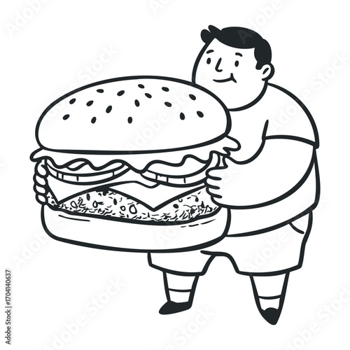 Delicious hamburger delight fast food restaurant food illustration playful environment close-up view tasty treat concept. Vector illustration