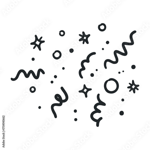 Celebratory confetti falling party venue graphic design festive atmosphere close-up view joyful concept. Vector illustration