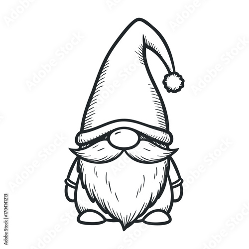 Cute christmas gnome illustration holiday decor digital art whimsical style front view festive concept. Vector illustration