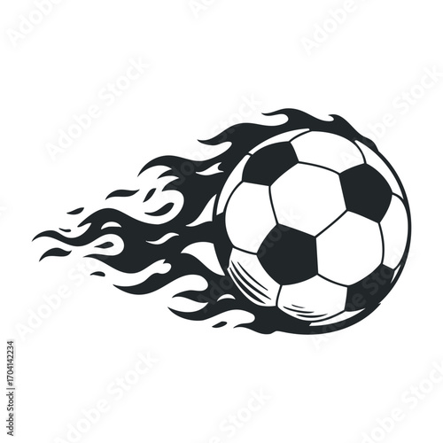 Dynamic soccer ball in motion outdoor field graphic illustration sport environment side view energy concept. Vector illustration
