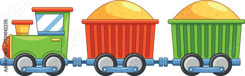 Cute train with loaded wagon