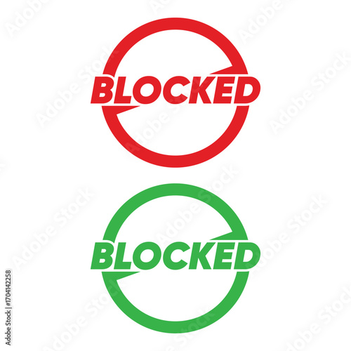 Blocked Stamp Vector – Red Rubber Seal Restricted Access Icon