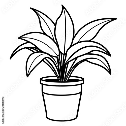 Modern Potted Plant Line Vector
