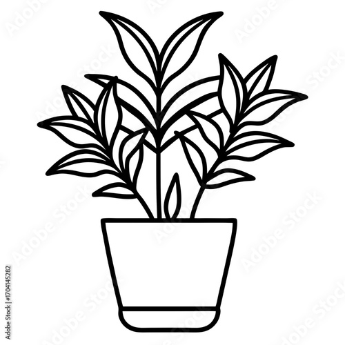 Modern Potted Plant Line Vector