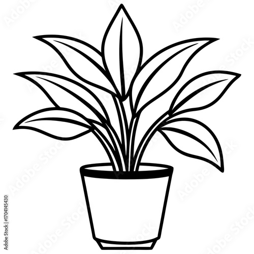 Modern Potted Plant Line Vector
