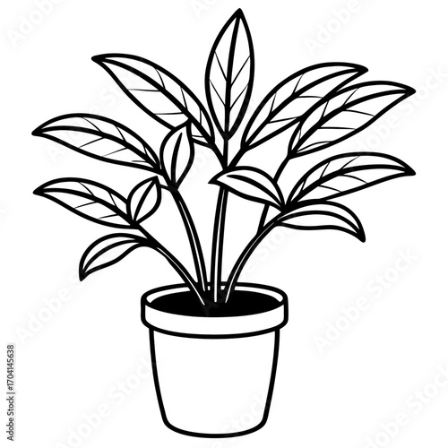 Modern Potted Plant Line Vector