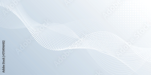 abstract wave line pattern and dot line particle on white background. Flowing halftone, gradient curve shape for data futuristic, technology background