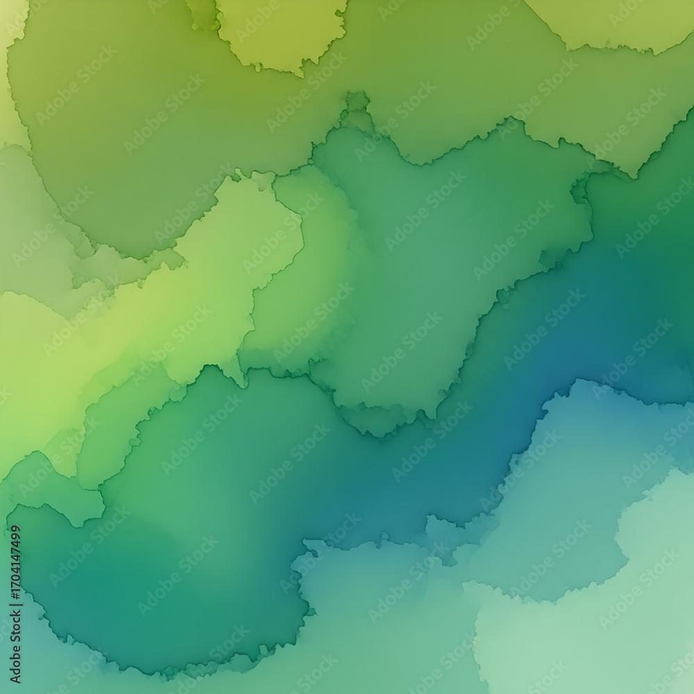 Fototapeta premium Abstract watercolor background with flowing green and blue hues, evoking nature and fluidity