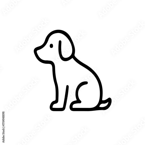 Cute Dog Icon – Minimalist Line Art Pet Illustration. Simple outline dog icon in minimalist style. Perfect for pet themes, apps, websites, and graphic resources. 