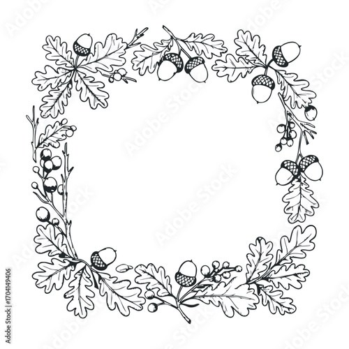 Floral decorative frame design botanical art illustration minimalist style artistic view nature-inspired concept. Vector illustration