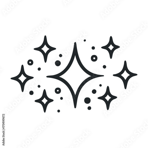 Sparkling stars and twinkling lights a magical night in the sky digital illustration whimsical environment fantasy concept. Vector illustration