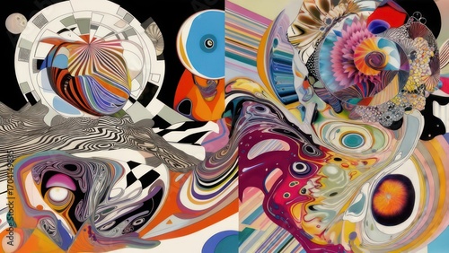 Abstract artwork with vibrant colors and swirling patterns