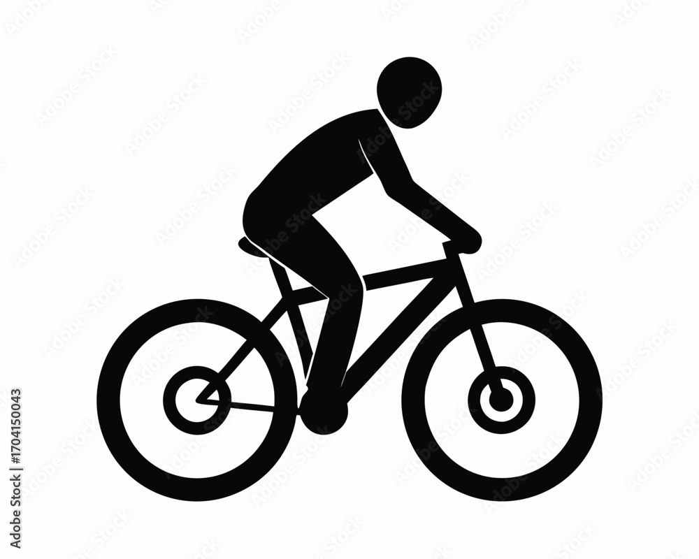 Fototapeta premium Cyclist mountain biking silhouette vector