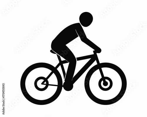 Cyclist mountain biking silhouette vector