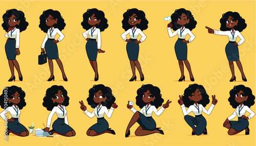 Diverse Poses of a Black Woman in Business