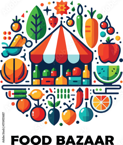 Food bazaar logo icon vector white background .