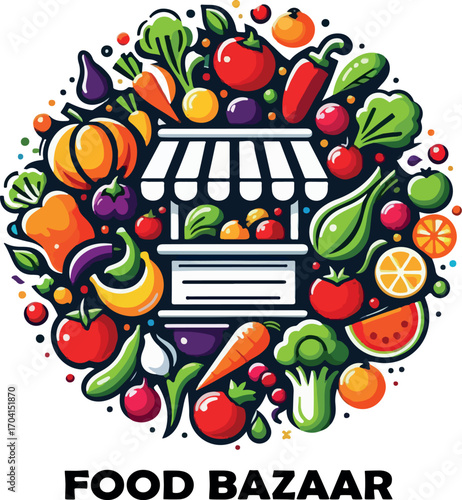Food bazaar logo icon vector white background .