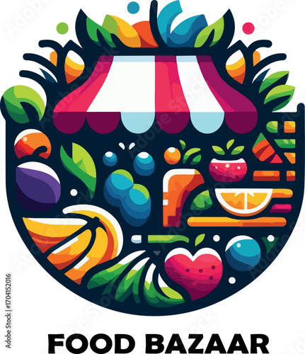 Food bazaar logo icon vector white background .