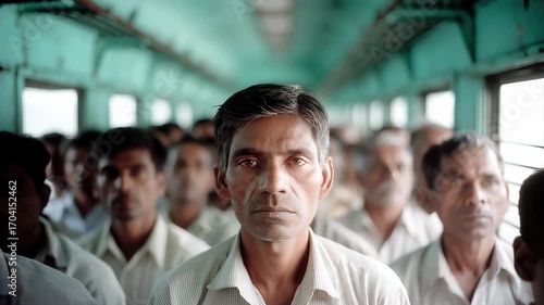 Wallpaper Mural Close-up of people's faces in a crowded Indian train carriage Torontodigital.ca