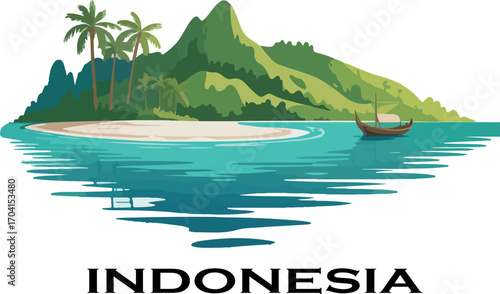 Indonesia island logo vector white background .