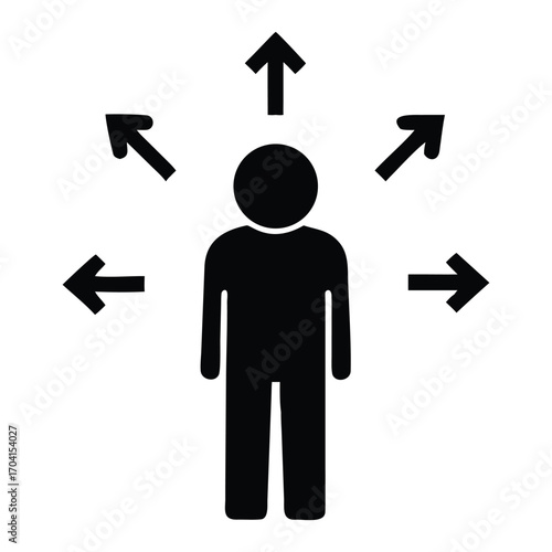 man with arrow