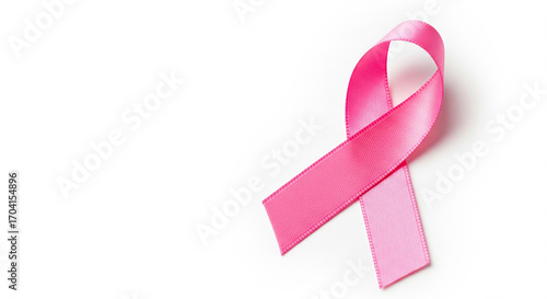 Pink ribbon isolated on white – breast cancer awareness symbol