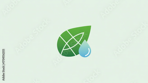 Green leaf water drop logo design for ecology environment nature conservation and sustainability concept icon vector