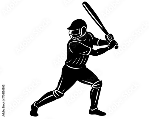 Cricket batsman hitting ball silhouette vector isolated on white background
