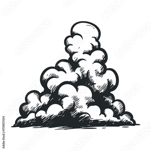 Volcanic eruption action mountain location illustration content natural environment side viewpoint explosive concept. Vector illustration