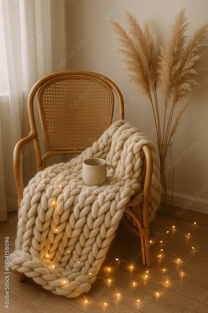 Fototapeta premium Winter Boho Hygge Corner