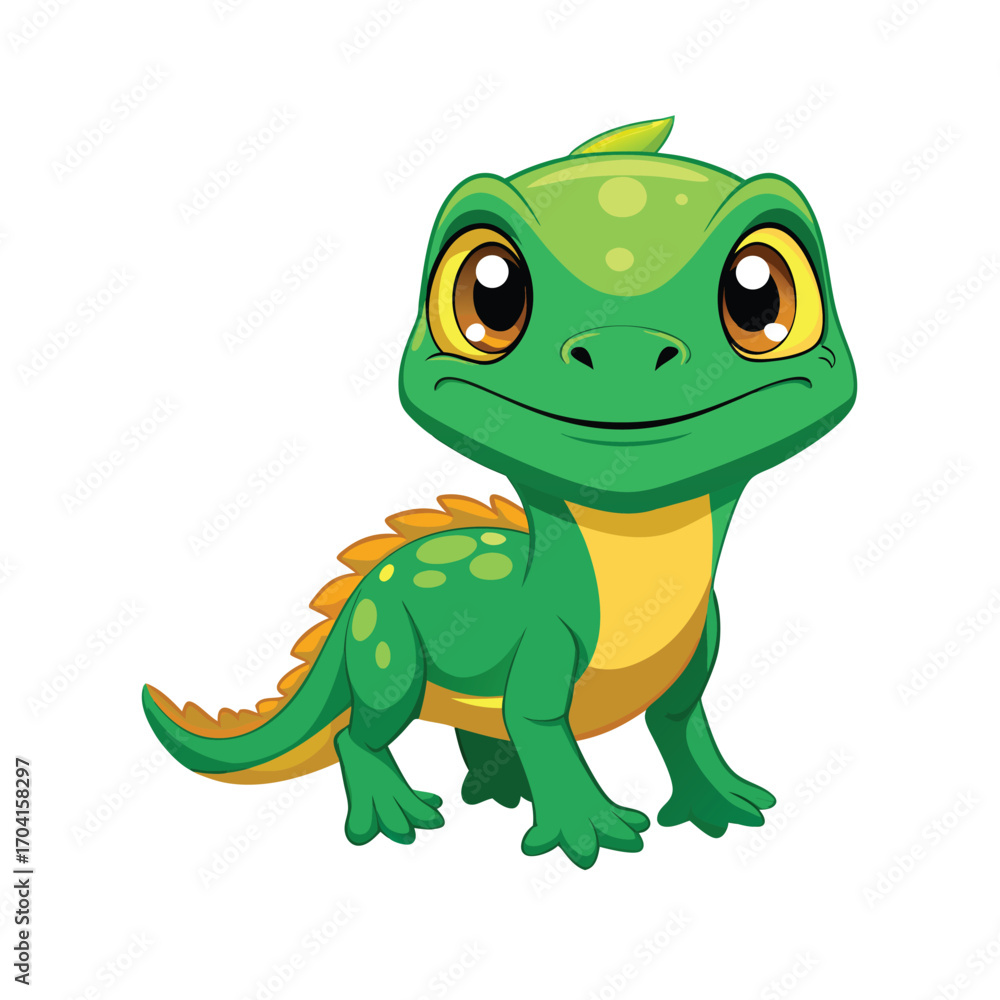 Fototapeta premium Baby Lizard Cartoon Isolated on White Background Illustration