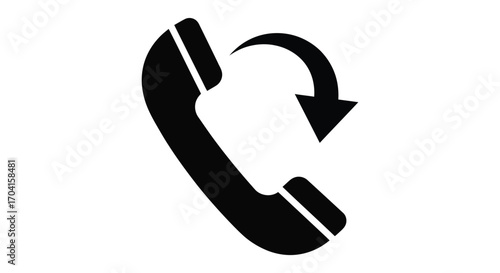 Vector art of phone receiver icon with arrow, symbolizing call back or return call for communication and assistance services