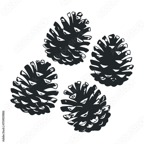 Collecting pinecones outdoor adventure nature exploration forest environment view natural beauty. Vector illustration