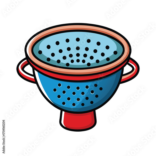 Cartoon Colander Strainer Isolated on White Background Vector Illustration